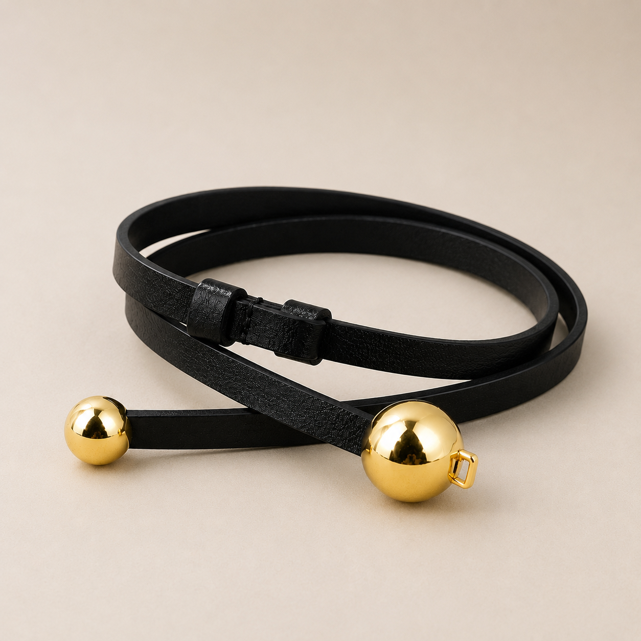 Black double buckle belt