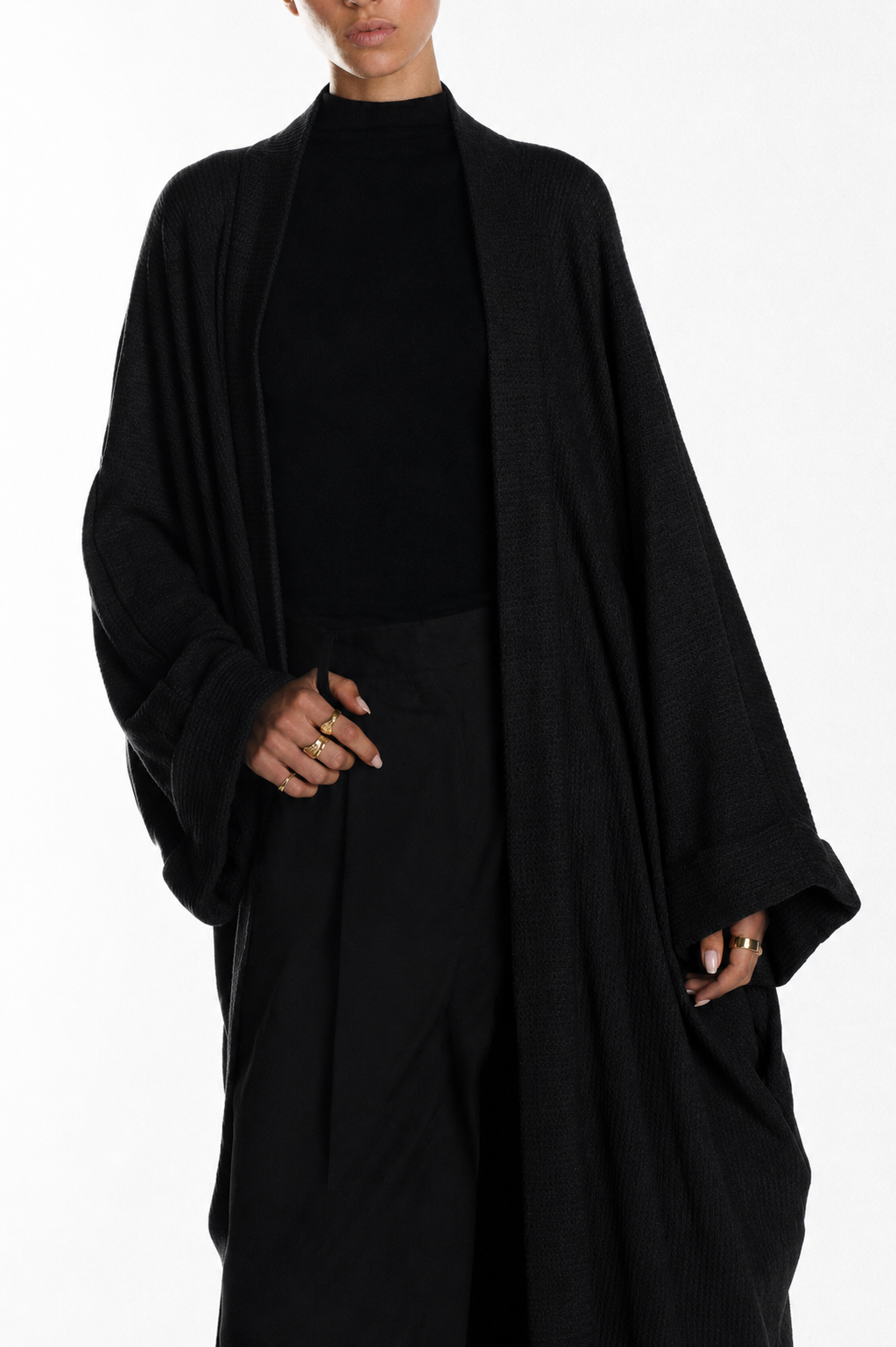Winter drape Abaya  (Black)